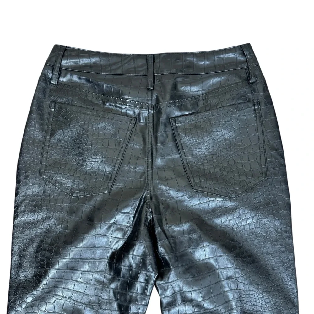JOE'S Jeans Black Croc Embossed Faux Leather Bootcut Ankle‎ Pants Size Small